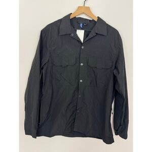 H&M Divided Black Lightweight Snap Shirt Jacket Mesh Pocket L